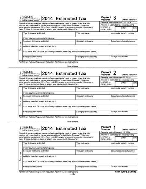 Form 1040es Estimated Tax For Individuals Form 2014 Free Download