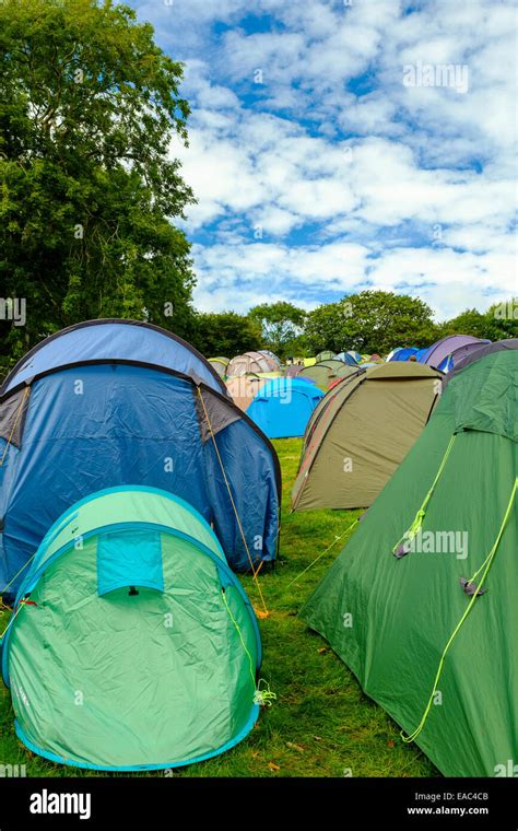 Rows Of Tents At Festival Campsite Stock Photo Alamy