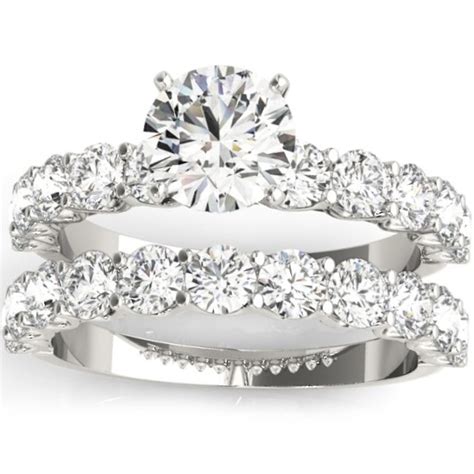 2 12 Ct Diamond Round Cut Engagement Ring Matching Wedding Band 14k