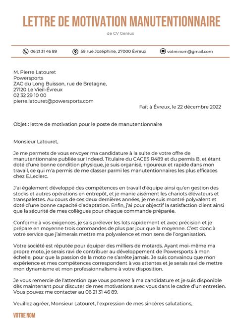 Lettre De Motivation Manutentionnaire Exemple Cv Manutentionnaire