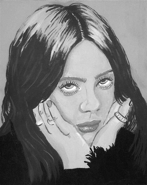 Billie Eilish Black And White Painting By Adrianna Artzberger Pixels