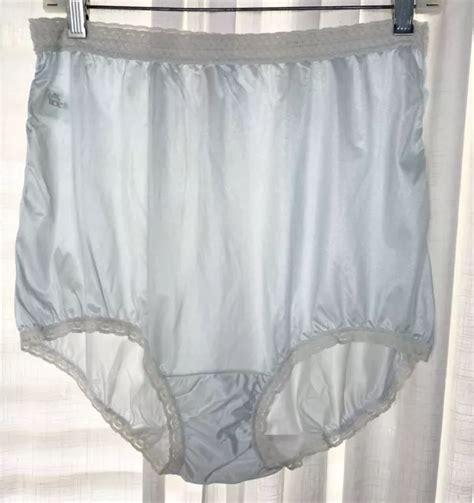 Vintage Granny Panties Shiny Silky Sheer Blue Lace Nylon High Brief Panties 9 199 00 Picclick