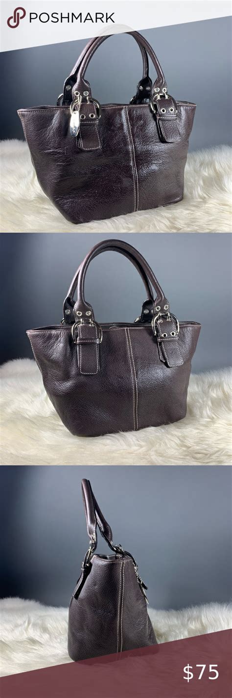 Cco Tignanello Brown Pebbled Leather Handbag Leather Handbags