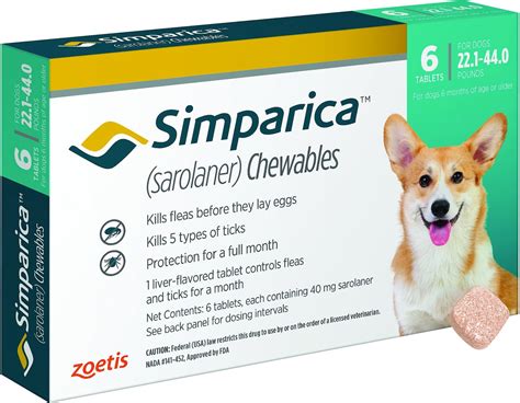 Simparica Chewable Tablet For Dogs 221 44 Lbs Mint Box 6 Chewable