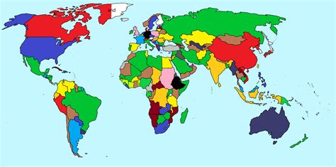 An Outdated Map Of The World In The Colors That I Associate With Each