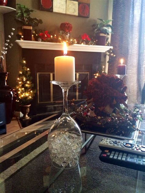 Christmas Decor Wine Glass Candle Holders Using Fake Icegives It A