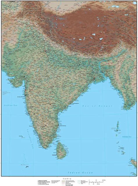 Digital High Detail India Plus Terrain Adobe Illustrator Vector Map Ind