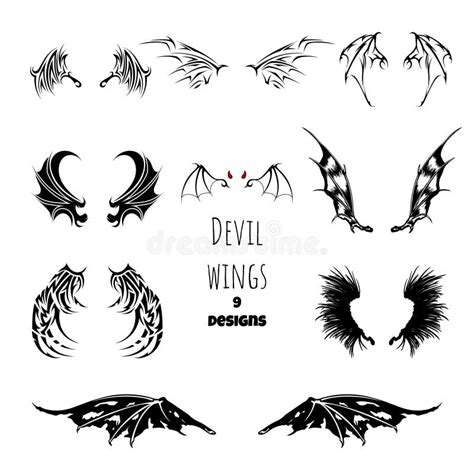 Devil Wings Tattoo Demon Isolated Stencil Black Gothic Drawing Dark
