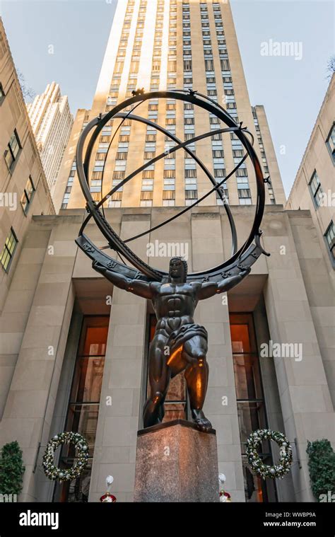 New York City Ny Usa December 2018 Atlas Is A Bronze Statue In
