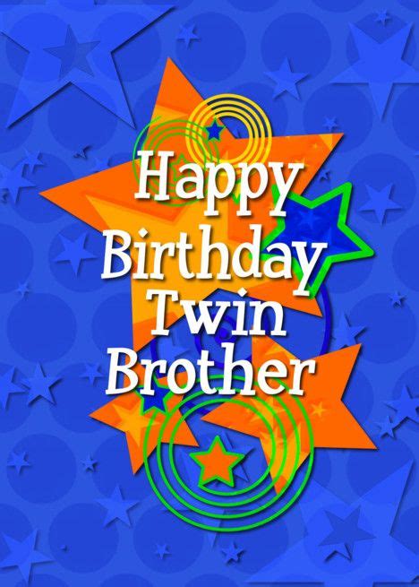 Happy Birthday Twin Brother Colorful Stars And Swirls Card Verjaardag
