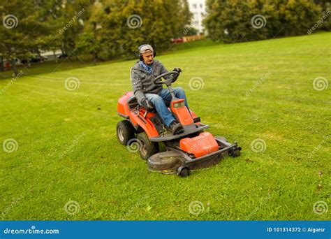 Man Riding Lawn Mower Stock Photo Image Of Professional 101314372