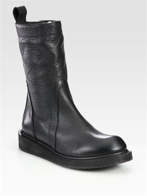 Get the best deals on rick owens boots for women. Rick Owens Pebbled Leather Mid-calf Boots in Black | Lyst