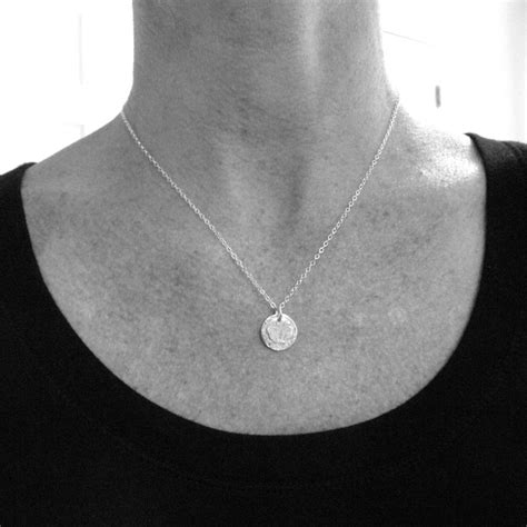 Small Silver Circle Necklace Simple Modern Sterling Etsy Simple