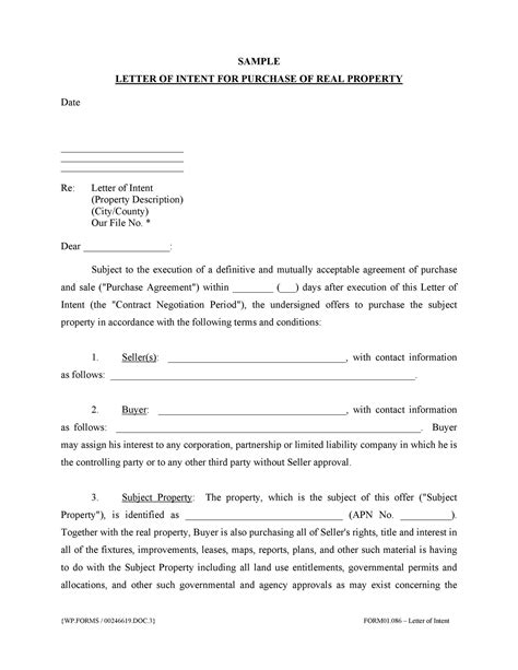 Letter Of Intent Template Free