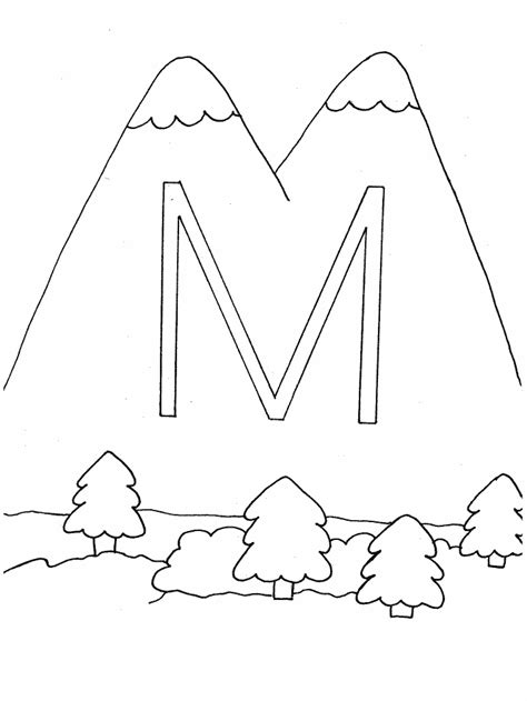 Free printable mountains coloring pages. Printable M Mountains Alphabet Coloring Pages ...
