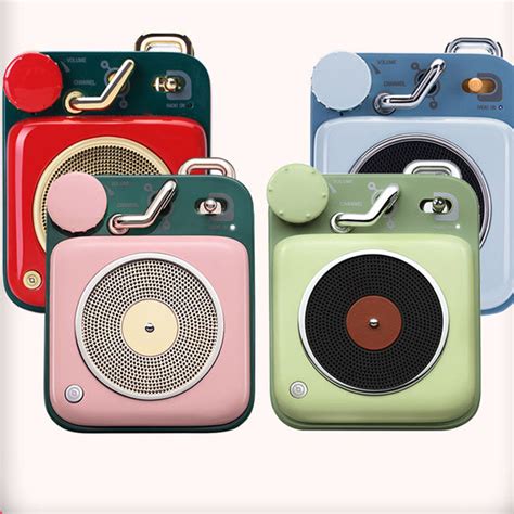 Mini Record Player Speaker Green Pink 5 Colors Apollobox