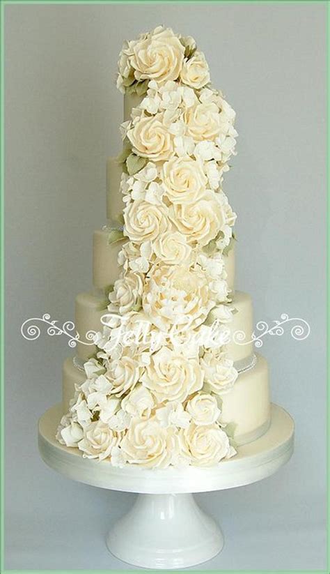 ivory rose cascade wedding cake decorated cake by cakesdecor