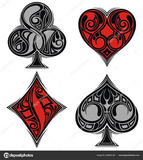 Playing Cards Spades Diamonds Hearts Clubs Wonky Vector Instant