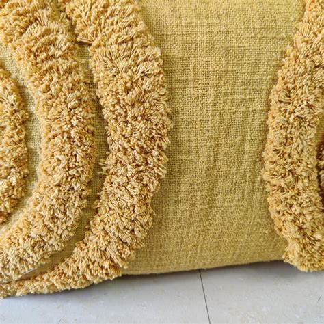 Mustard Yellow Boho Textured Pillow Case Cotton Tufted Etsy