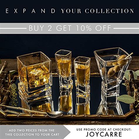 Joyjolt Carre Square Scotch Glasses Old Fashioned Whiskey Glasses 10 Ounce Ultra Clear Whiskey