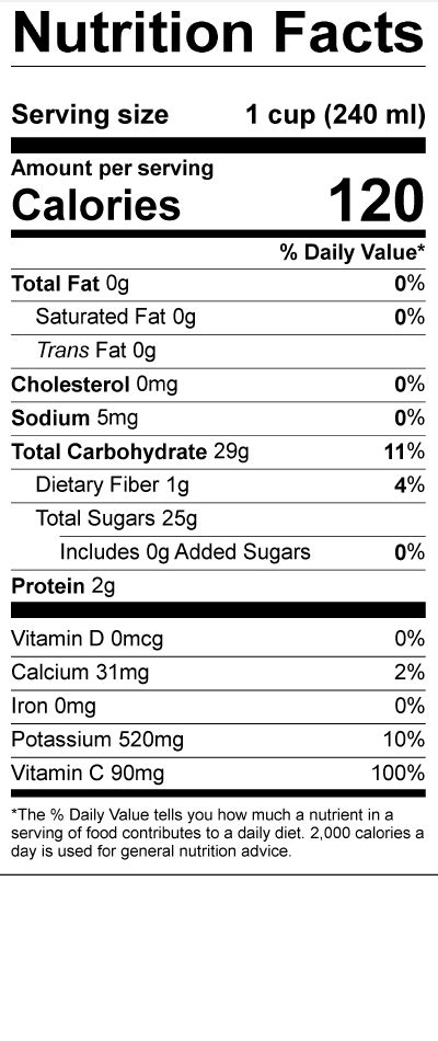 Detailed nutritional values of orange juice, chilled, includes from concentrate. 100% Orange Juice » Smith Dairy