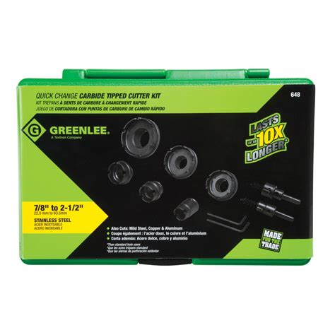 Greenlee 648 8 Piece Quick Change Carbide Hole Cutter Kit 12 2 12