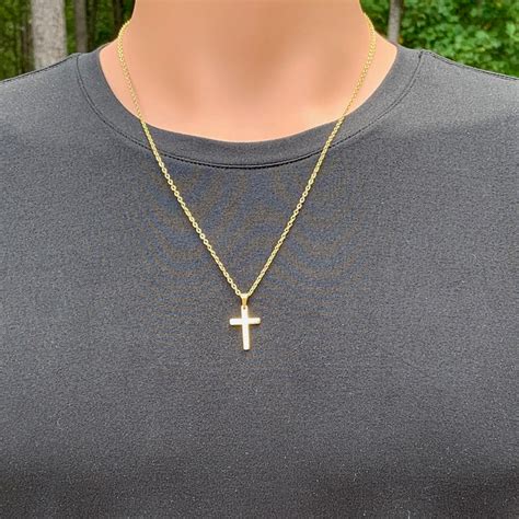 Gold Stainless Steel Cross Necklace For Men And Boys Non Tarnish Gold