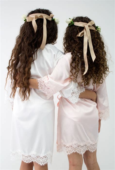 josie lace satin flower girl robe flower girl robes bridal robes bridal party robes