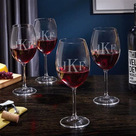 Classic Monogrammed Wine Glasses Set Of 4