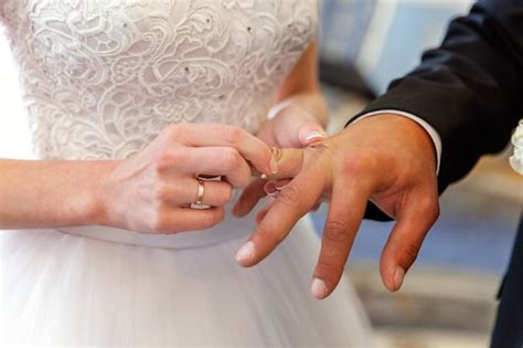 Premium Photo Bride And Groom Marriage Hands With Wedding Rings