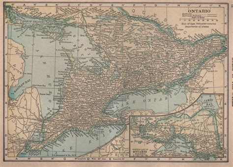 Map Of Ontario Canada Cs Hammond Atlas C1910