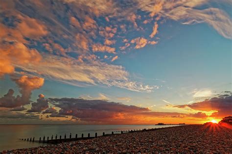 Sunset Over Worthing Beach Worthing West Sussex England Photograph