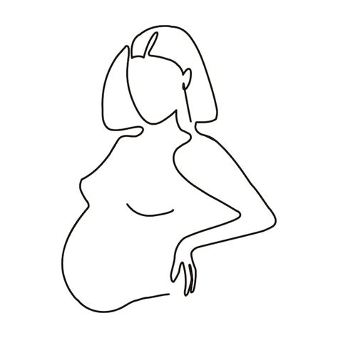 Premium Vector Pregnant Woman Line Art Woman Silhouette Vector Illustration