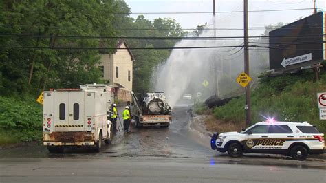 Water Main Break Sends Water Shooting Into The Air In Pittsburgh’s Banksville Neighborhood