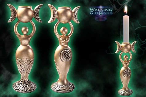 Triple Moon Goddess Candle Stick Wiccan Witchcraft Alter Pagan Fertility Symbol
