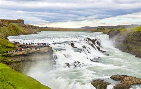Gullfoss Waterfall In The Canyon Of Hvita River Iceland Stock Photo