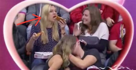 Woman Double Fists Pizza On Kiss Cam Video Thrillist