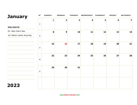 Printable Calendar 2023 Large Boxes Get Calendar 2023 Update