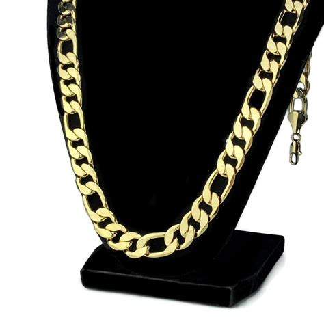 Bling Cartel Mens 18k Gold Plated Figaro Link Chain 30 Inch Long X