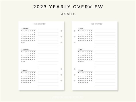 2023 Yearly Planner Printable Year At A Glance 2023 Yearly Etsy