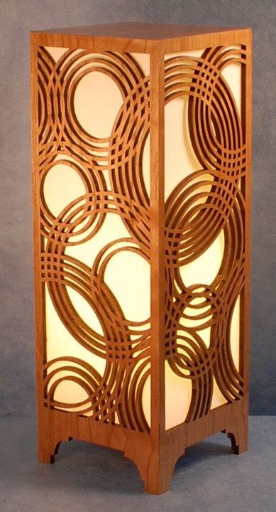 Decorative Laser Cut Wood Table Lamp Light Is Diffused By Hand Made