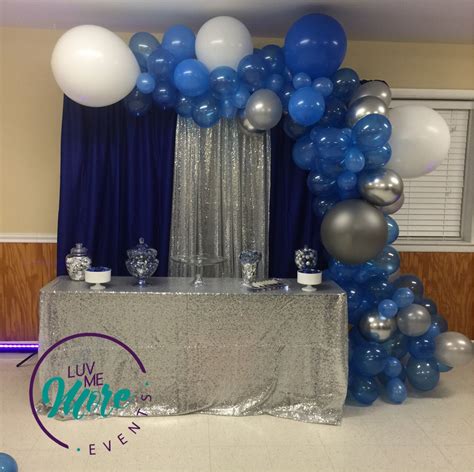 Backdrop Balloon Garland And Candy Buffet Set Up For Sweet 16 Birthday