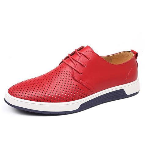 Merkmak New 2018 Men Casual Shoes Leather Summer Breathable Holes Luxu