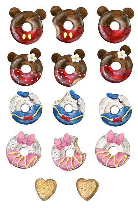 Donut clipart Disney food Watercolor Disney clipart Mickey | Etsy
