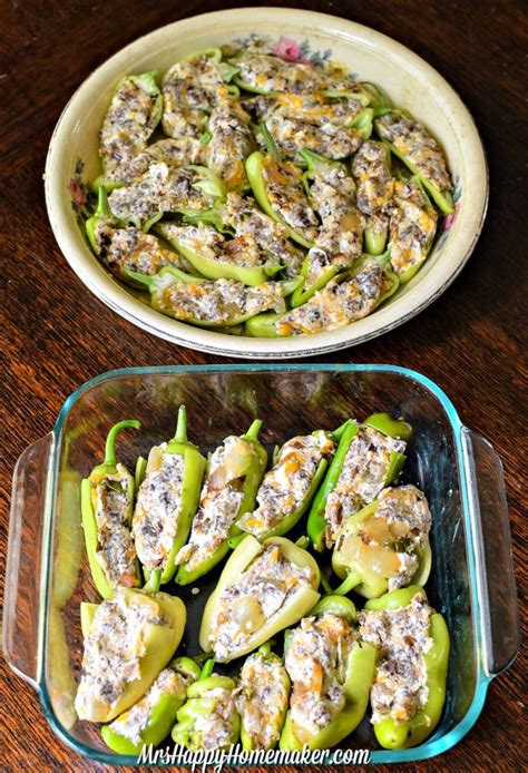 Maybe you would like to learn more about one of these? Cheesy Sausage Stuffed Banana Peppers - Mrs Happy Homemaker