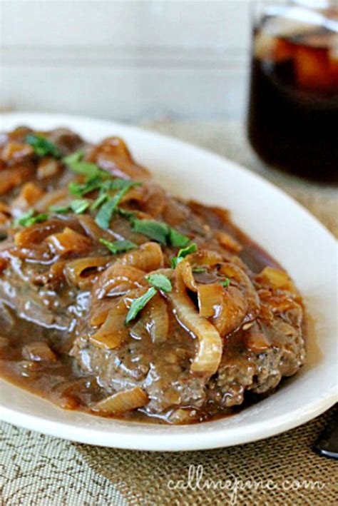 Monitor nutrition info to help meet your health goals. HAMBURGER STEAK WITH ONIONS AND BROWN GRAVY RECIPE > Call Me PMc