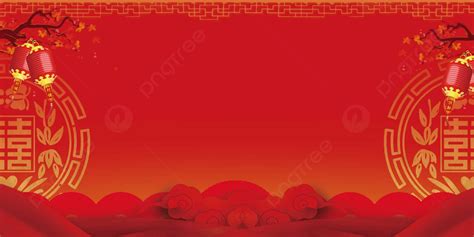 Background Spanduk Merah Tradisional Pernikahan Cina Pernikahan