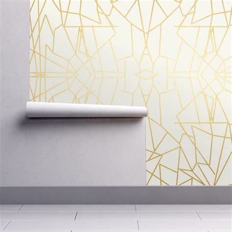 Geometric Angles Gold Cream Ivory Wallpaper Wallpaper Jenlats