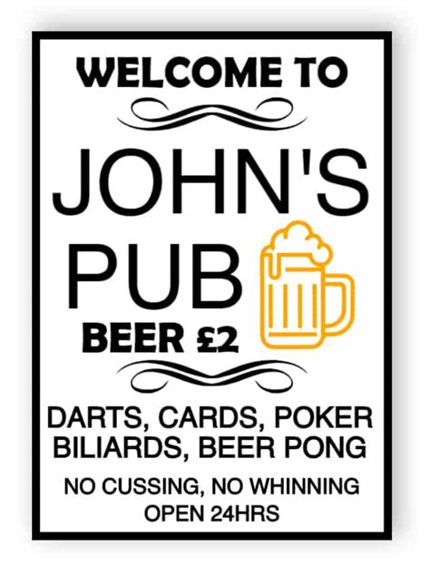 Custom Pub Sign Easily Edit And Order This Sign Online