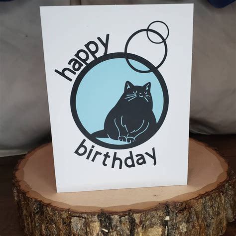 Happy Birthday Black Cat Blank Greeting Cards Etsy